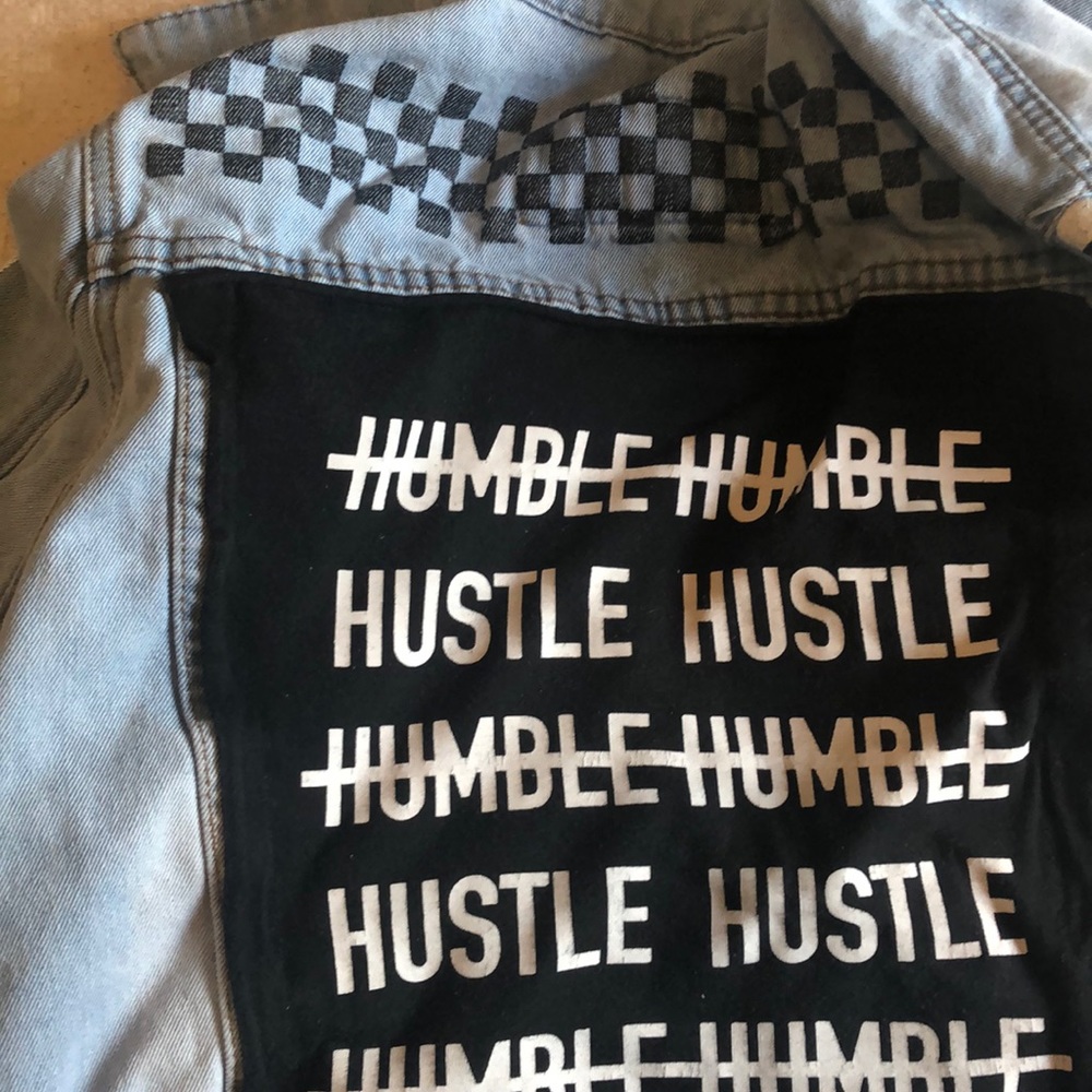 checkered jean jacket